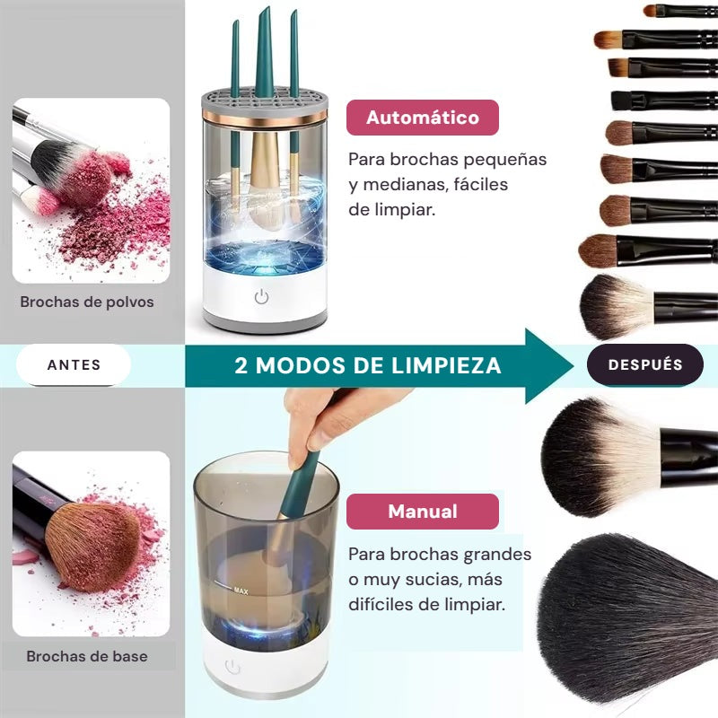Limpiador eléctrico de brochas · Limpias y secas en segundos